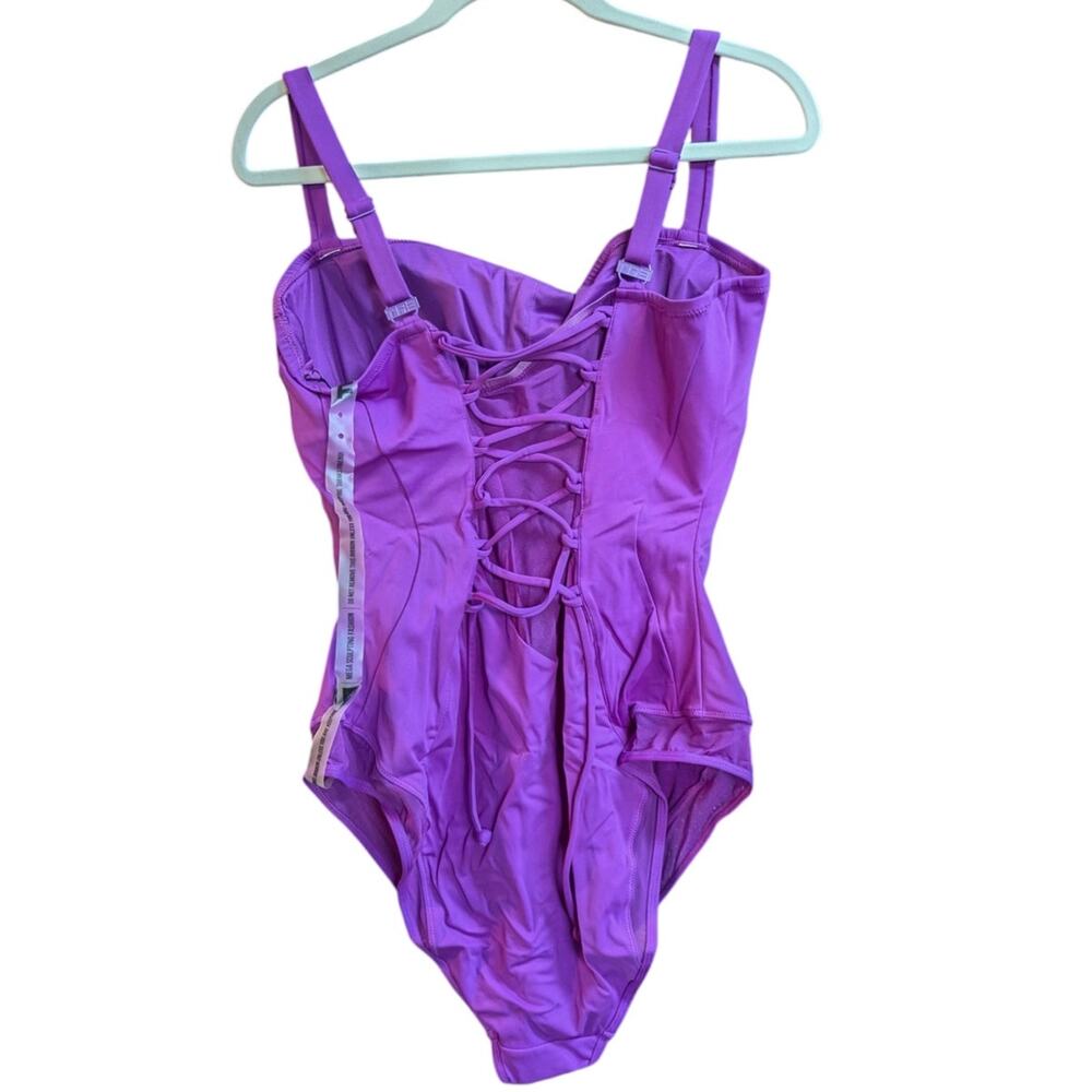 TA3 Squarey Mesh Contour One Piece Swimsuit Orchid 3X Reg Long NWT - Picture 3 of 4